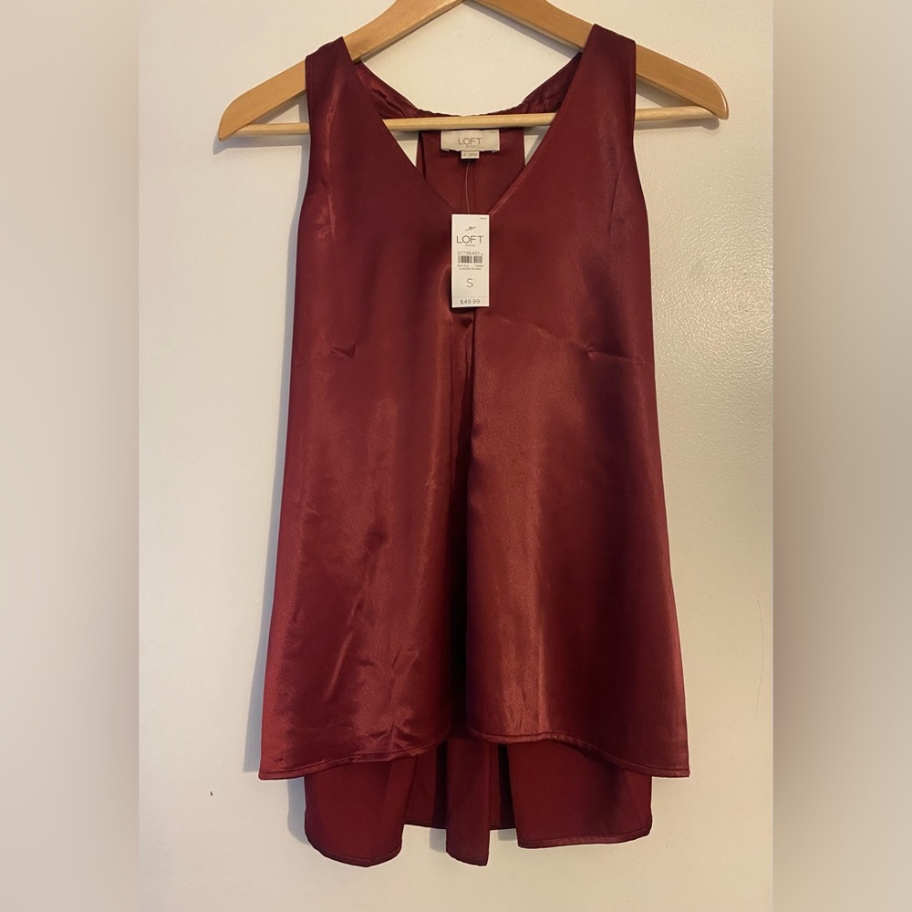 NWT LOFT Dark Red Silky Top